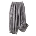 thumbnail image 4 of Endives Womens Cotton Linen Pant Embroidered Wide Leg Pants Spring Summer Loose Baggy Casual Pants Trendy Grey, 4 of 4