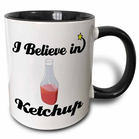 

3dRose I Believe In Ketchup Two Tone Black Mug 11oz