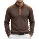 thumbnail image 1 of Camisetas de Verano de Manga Larga para Hombres Cuello de Pie Bloque de Color Botón Parchado Blusa Casual, Nylon Suave Spandex, 1 of 5