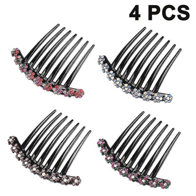 Peine para el cabello Juego de 4 peine para el cabello con dientes de diamantes de imitación