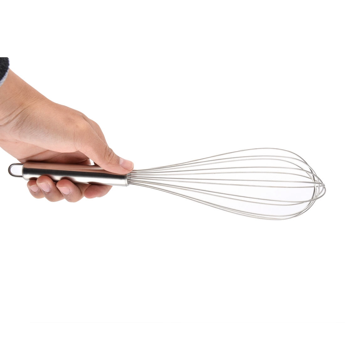 Kitchen Stainless Steel Handheld Rotary Egg Whisk Silver Tone 30cm