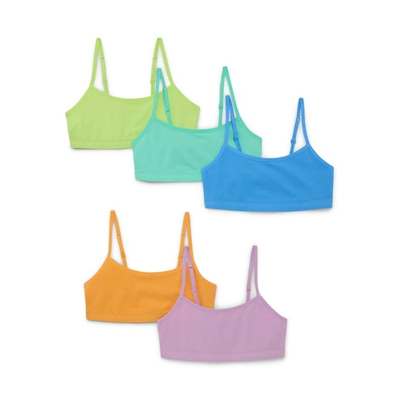 Wonder Nation Girls Cotton-Blend Bralette Bundle, 5-Pack, Sizes XS-2XL