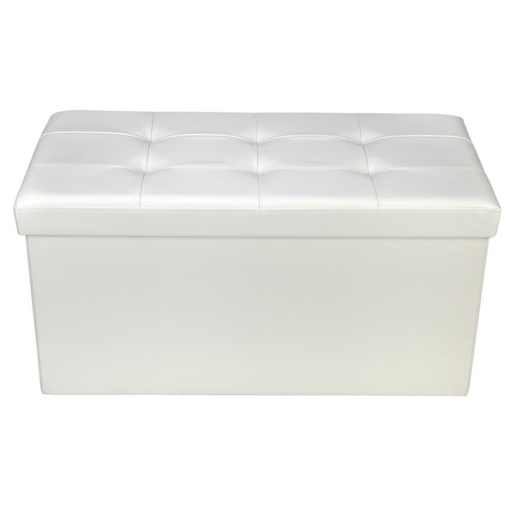 Homegear 30" Folding Storage Ottoman / Footstool / Bench Cream