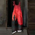 thumbnail image 6 of Halloween Jumpsuits for Women One Piece Sleeveless Print Linen Rompers Pants with Pocket Baggy Overalls, 6 of 6