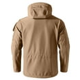 thumbnail image 3 of Kixjoy Rain Jacket Men Long Sleeve Waterproof Hooded Jacket Big and Tall Zip Up Winter Coat Outdoor Camo Thermal Windbreaker Jackets for Men with Pockets, Khaki M, 3 of 3
