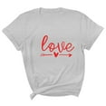 thumbnail image 2 of Hauts d'Été pour Femmes Grande Taille Blouse pour Femmes Nouveau T-shirt à Manches Courtes à Col Rond à Imprimé Love T-shirt à Col en V pour Femmes en Liquidation, 2 of 4