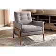 thumbnail image 7 of Baxton Studio Perris Mid-Century Modern Grey Fabric Upholstered Walnut Wood Lounge Chair, 7 of 7