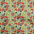 thumbnail image 1 of oneOone Velvet Lime Fabric Asian Suzani Sewing Material Print Fabric By The Yard 58 Inch Wide, 1 of 5