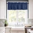 thumbnail image 2 of Navy Blue Kitchen Curtains and Valances Set, 3 Piece Kitchen Curtains Set 24 Inch Length, Modern Pure Navy Blue Rod Pocket Curtains Tier Farmhouse Window Curtains, 2 of 6