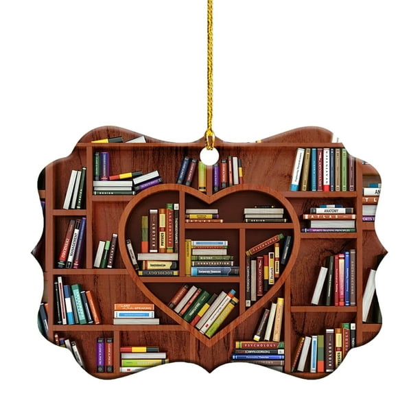 Decorative Pendant Book Lovers Heart Shaped Bookshelf Pendant Acrylic ...