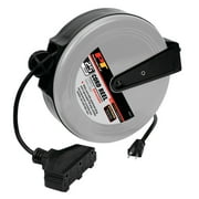 Performance Tool W2272 Retractable Cord Reel for Outlet Extension in Workshops and Home, Black/Gray, 25 feet