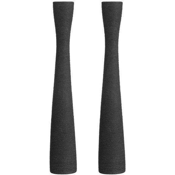 HOMEMAXS  2 Pcs Ceramic Vase Matte Tulips Artificial Flowers Floor Vases Black