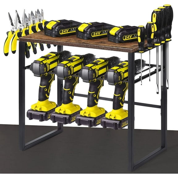 Power Tool Organizer with 4 Drill Holder Workshop Cordless Tool Men Utility Rack