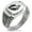 Silver, variant on Stainless Steel Skull & Crossbones Kiss of Death CZ Ribbed Needle Stripe Pattern Biker Style Polished Ring