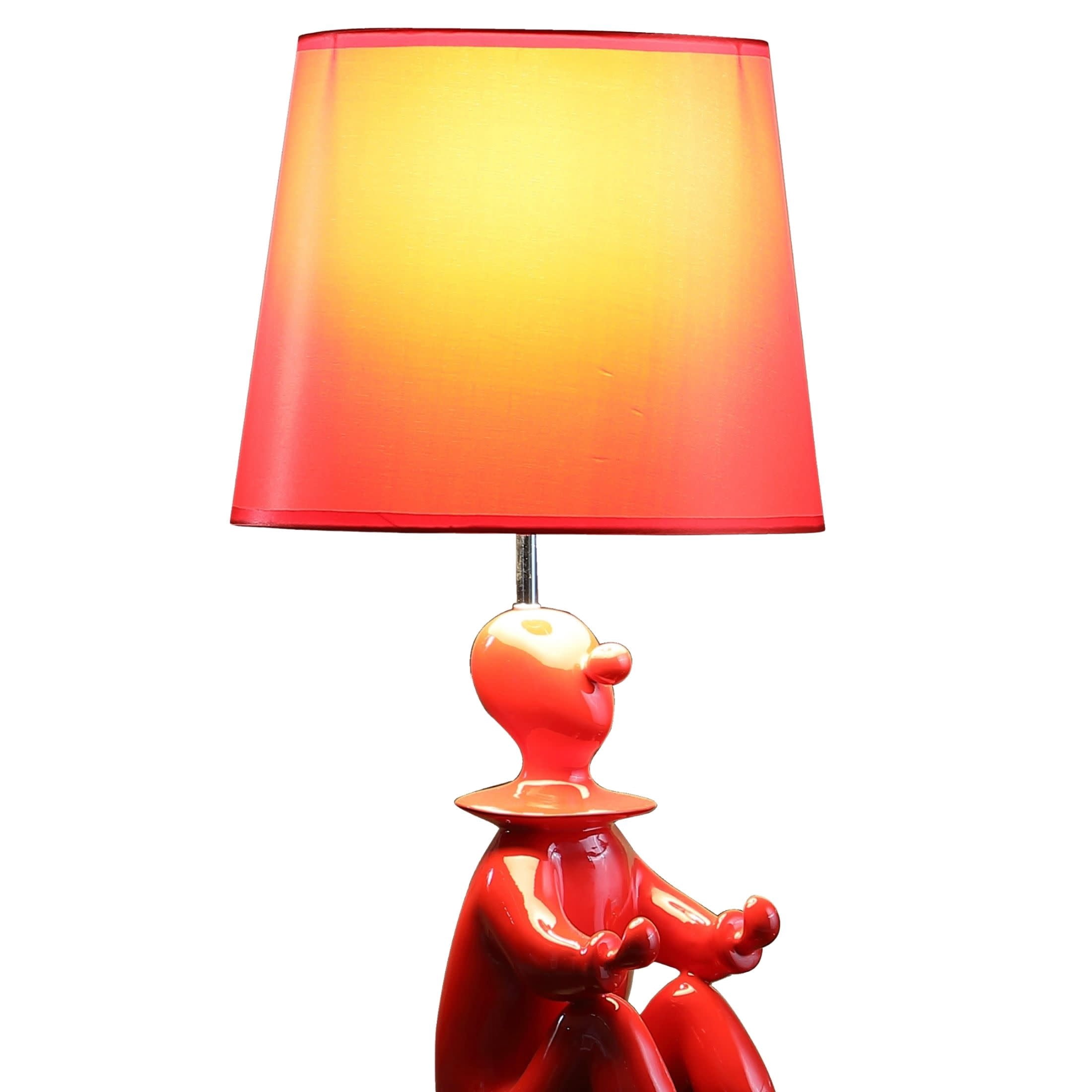 Noble House 21.25" Clown Figurine Table Lamp, Convenient Phone Holder, Semi-Drum Shade, E26 Light Bulb, Red