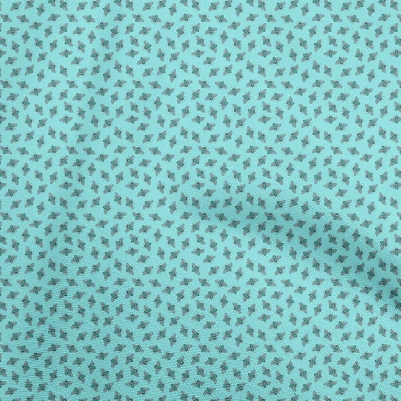 oneOone Polyester Spandex Aqua Blue Fabric Honey Bees Quilting Supplies Print Sewing Fabric By The Yard 56 Inch Wide