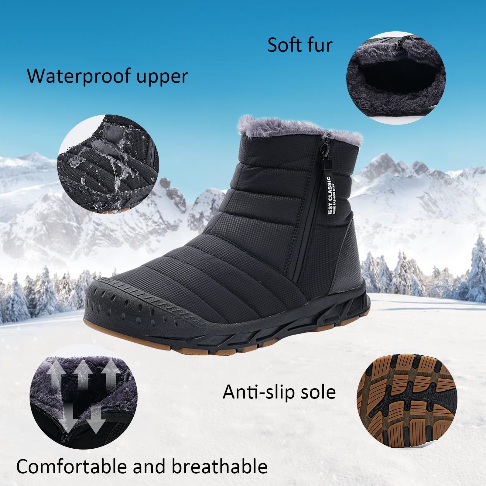 Cyiecw Snow Boots for Men Women Waterproof Lightweight Trekking Boots Anti-slip Winter Boot Outdoor Comfortable Warm Fur Lined Hiking Shoes