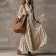 thumbnail image 4 of Jowdiw Velvet Dress for Women Plus Size Long Sleeve Cowl Neck Loose A Line Maxi, 4 of 6