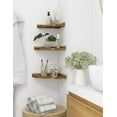 thumbnail image 6 of Afuly Floating Corner Shelves for Wall, Rustic Solid Brown Wood Wall Mounted Corner Shelf, 3 Set, 6 of 10