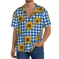thumbnail image 3 of Vsdgher Sunflowers Print Men's Wrinkle Free Untucked Cuban Shirt Business Casual Button Down Shirts Short Sleeve Shirt, 3 of 7