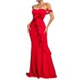 thumbnail image 1 of Vestido Bella Barnett Flower con hombros descubiertos y volantes largos, rojo, 1 of 5