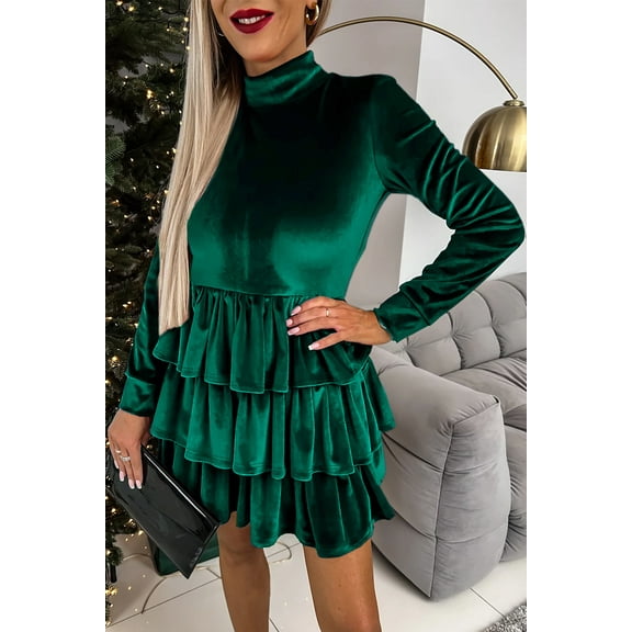 Redhotype Velvet High Neck Mini – Chic Evergreen Elegance