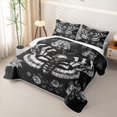 thumbnail image 3 of Homewish Goth Skull Moths Twin Quilt Set,Vintage Flowers Twin Coverlet Set,Black Gray,Halloween Duvet,2 Pieces, 3 of 7