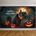 thumbnail image 5 of Scary Design Happy Halloween Skeleton Pumpkin Scene Backdrop Spooky Decoration Horror Display for Halloween Party Night Event Decoration Indoor, 5 of 9