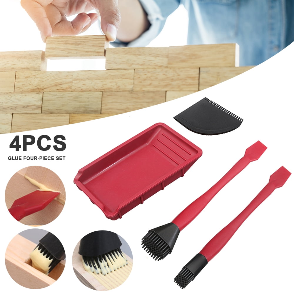 Keyohome 4PCS Gluer Woodworking Glue Brush Tool Kit Silicone Woodworking  Coating Tools Spreader Applicator Set 