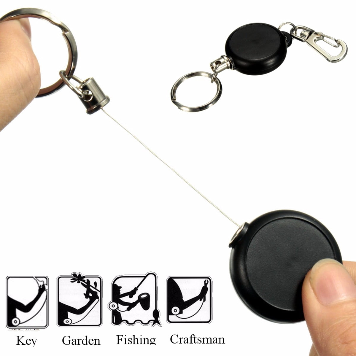 XGao Locking Retractable Keychain Heavy Duty Key Ring Self Retracting Alloy Badge Holder Reel with Belt Clip Key Chain Holder Steel Wire Cord 