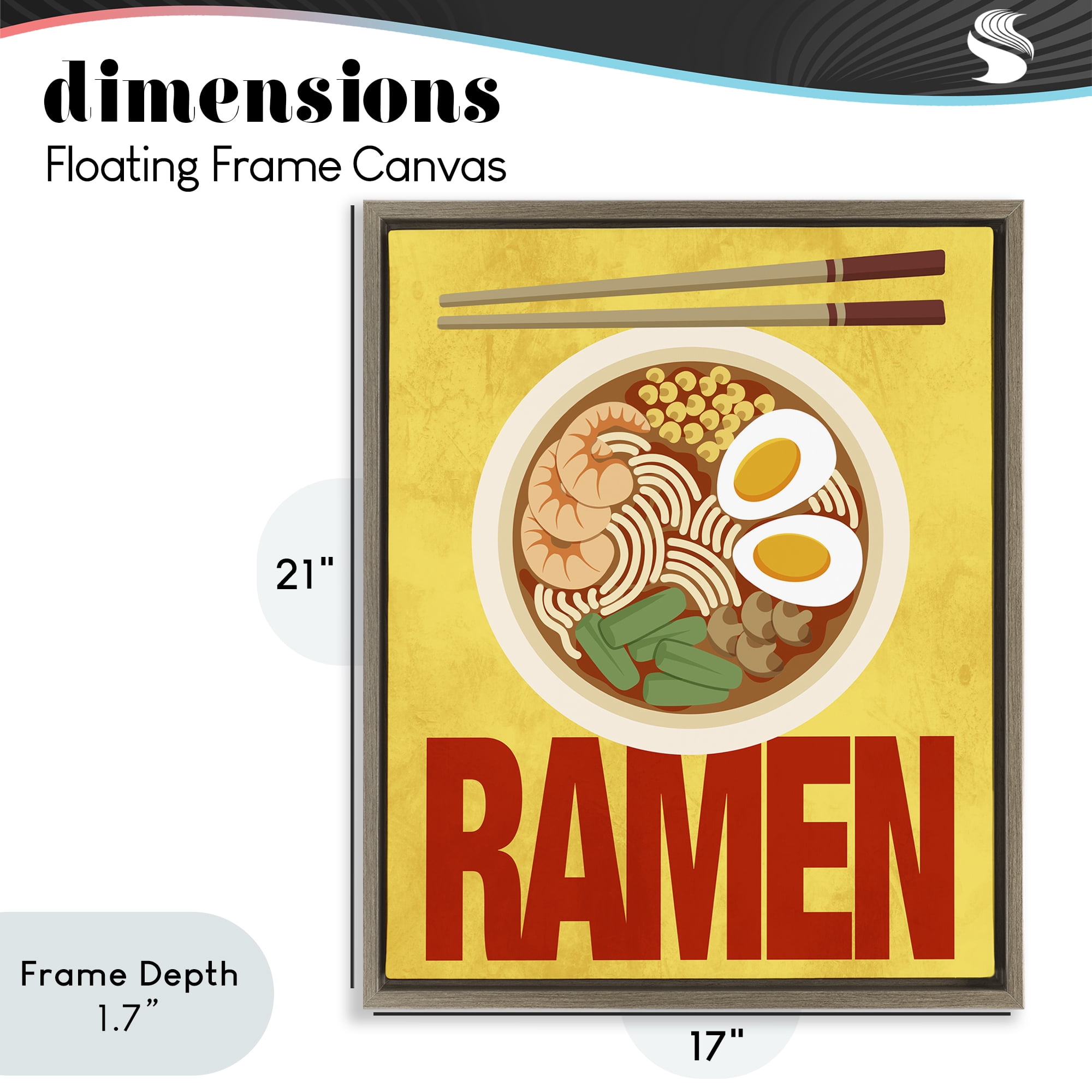 Stupell Industries Bright Ramen & Chopsticks Brown Framed Floater Canvas Wall Art, design by Marcus Prime