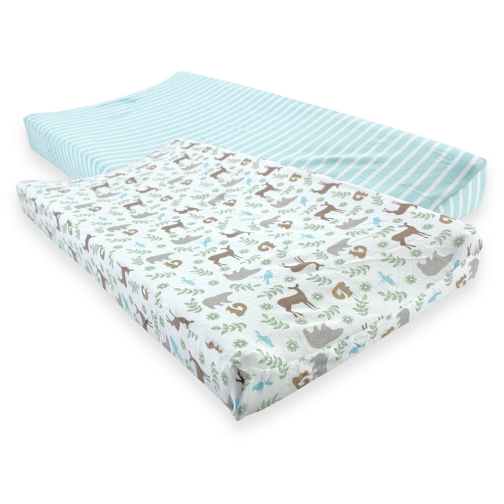 Touched by Nature Baby Boy and Girl Organic Changing Pad Cover, 2Pack Forest