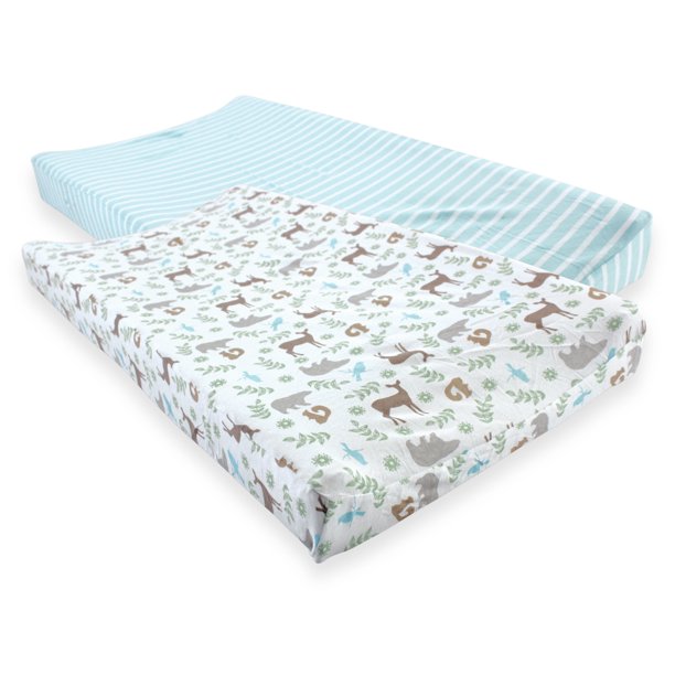 Touched by Nature Baby Boy and Girl Organic Changing Pad Cover, 2Pack