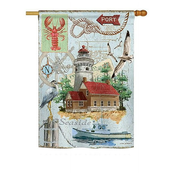 Breeze Decor BD-NA-H-107053-IP-BO-DS02-US Seaside Lighthouse Coastal - Everyday Nautical Impressions Decorative Vertical House Flag - 28 x 40 in.