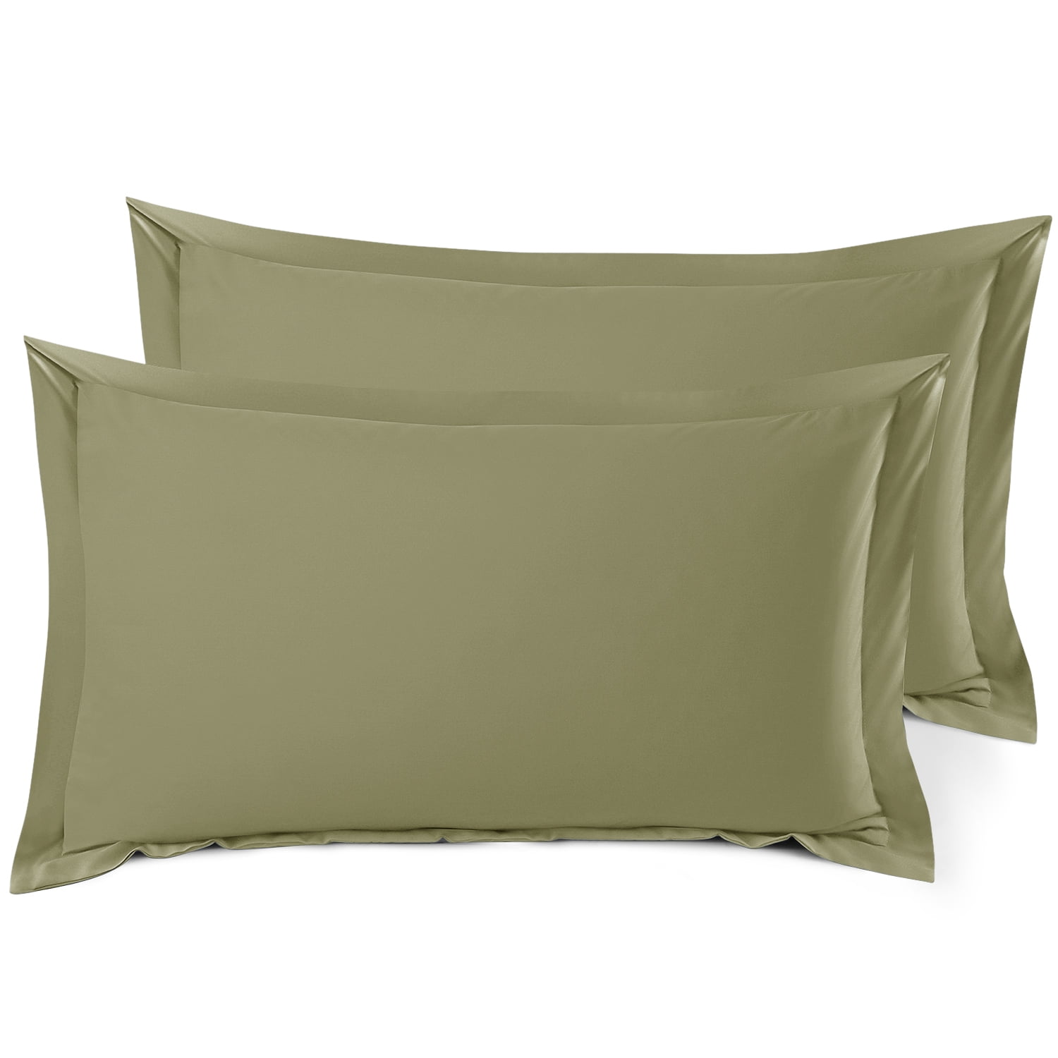 Merryword Green Pillow Shams Sage Green Ruffle Standard Pillowcases Set of 2 Solid Ruffled Fringe Design Sea Green Pillowcases 2 Pack 20''x40'' King , Sea Green 