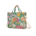 thumbnail image 7 of FORMRS Womens Corduroy Tote Bag Crossbody Shoulder Handbag with Pocket, Floral Pattern, 7 of 7