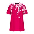 thumbnail image 4 of QQAMB Summer T Shirt for Women Crewneck Floral Prined Short Sleeve Casual Tee T Shirt Loose Dressy Pullover Tops Hot Pink S, 4 of 4