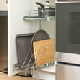 thumbnail image 4 of Household Essentials Glidez Multipurpose Chrome-Plated Steel Pull-Out/Slide-Out Dual-Sliding Storage Organizer for Cookware and Bakeware - 2-Tier Design - Fits Standard Size Cabinet or Shelf, Chrome, 4 of 10