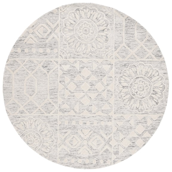 SAFAVIEH Metro Adair Medallion Area Rug, Silver/Ivory, 6' x 6' Round