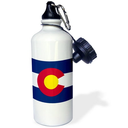 - 3dRose Flag of Colorado - US American state - United States of America USA - blue white red C yellow - CO, Sports Water Bottle, 21oz