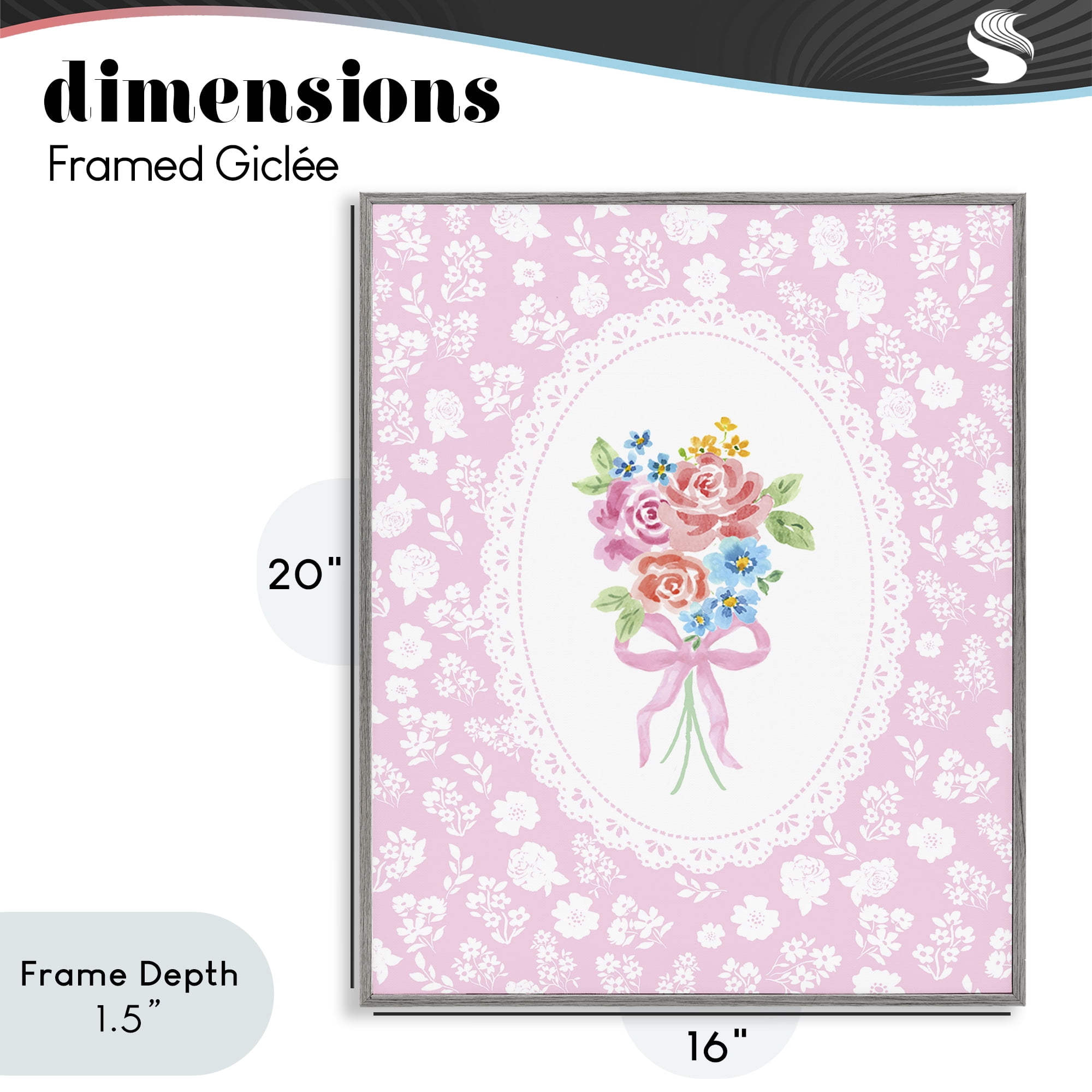 Stupell Industries Pink Feminine Bouquet Gray Framed Giclee Art, design by Corinne Haig