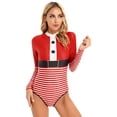 thumbnail image 2 of Eandarui Womens Christmas Bodysuit Xams Santa Jumpsuit Funny 3D Printed Long Sleeve One Piece Unitard Red Stripes S/M, 2 of 7