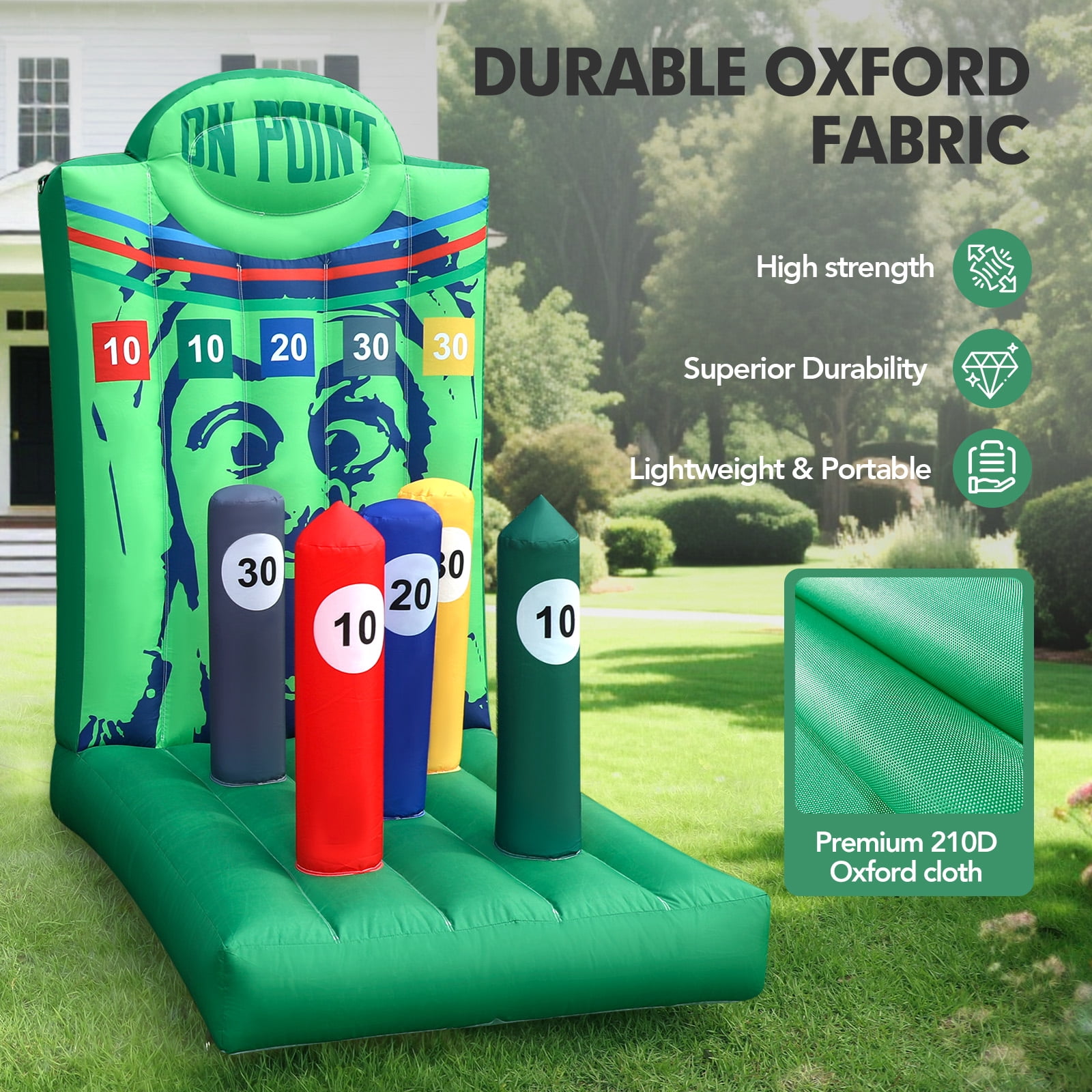 Wellcomer Inflatable Ring Toss Carnival Game with built-in Blower, portable tossing game