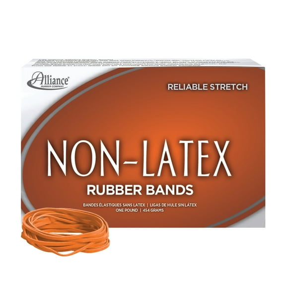 Alliance Rubber 37336 Non-Latex Rubber Bands - Size #33 1 lb. box contains approx. 720 bands - 3 1/2" x 1/8" - Orange