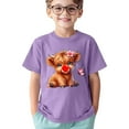 thumbnail image 3 of MIXUE Toddler Girls Tops & T-Shirts Cartoon Cow Print Crew Neck Short Sleeve Sports Casual Comfortable Tops Pullover Tee Shirts Sportwear,Purple,4-5 Years, 3 of 4