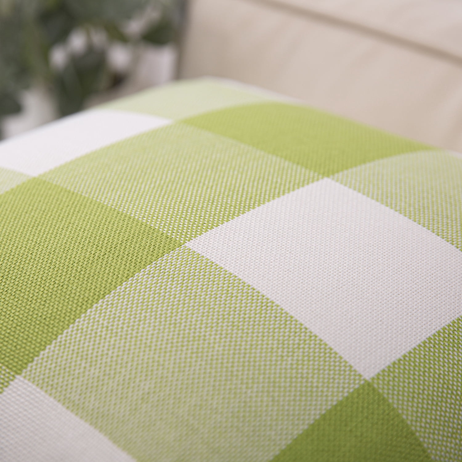 Phantoscope Buffalo Checker Plaid Farmhouse Summer Square Decorative Throw Pillow for Couch, 12" x 20", Green/White, 2 Pack