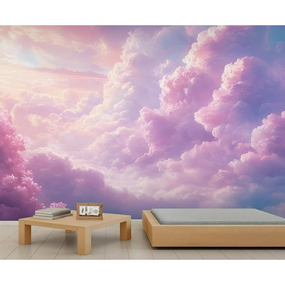 Pastel Clouds Wall Mural - Fantasy Sky Wall Murals, Children's Room Hd Photo For Living Room Bedroom, Natural Scenery Mural 59"W x 39.4"H (Not Peel and Stick)