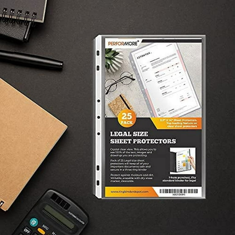 Performore 50 Sheet Protectors, Heavy Duty 8.5 x 11 inch Clear Page Protectors for 3 Ring Binder, Plastic Sheet Sleeves, Durable Top Loading Paper