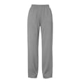 thumbnail image 4 of Vivianyo HD Women's Pluse Size Smooth Knit Straight Trousers, Womens Fall Elastic Pull On Waist Full Length Casual Bottoms with Side Pockets, Women's Gray, Sizes S-5XL, 4 of 8