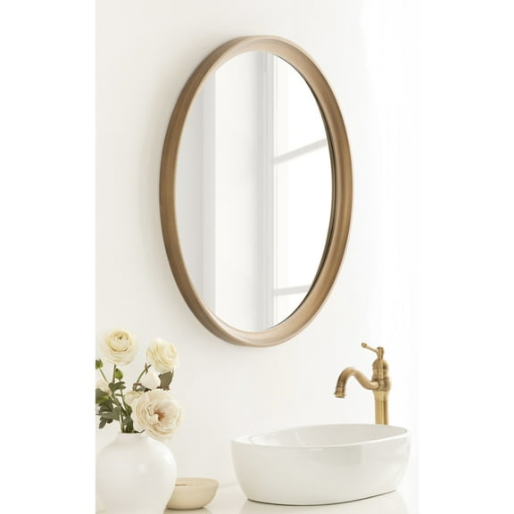 Kate and Laurel Hatherleigh Vintage Wooden Round Wall Mirror, 30 Inch Diameter, Antique Gold, Decorative Circle Mirror for Use as Vanity Bathroom Mirror or Fireplace Mantel Mirror
